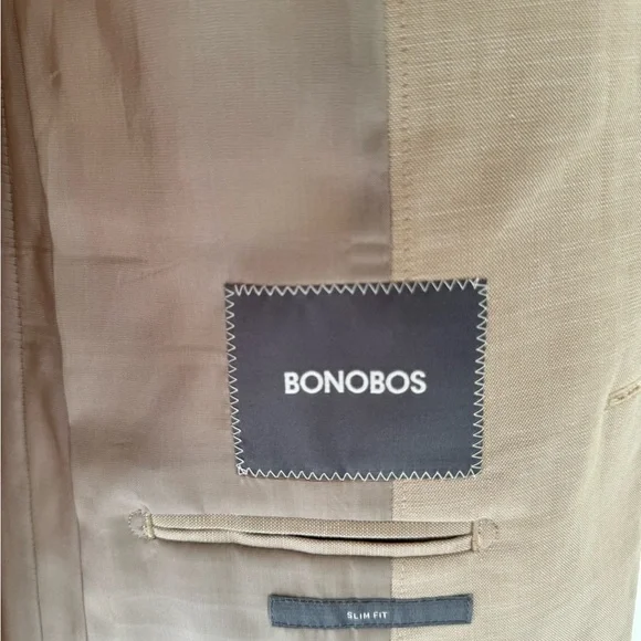 Bonobos Men’s Slim Fit Blazer - Sand 40L - Picture 6 of 6